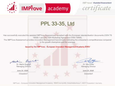 ООО «ППЛ 33-35» успешно выполнили исследования в области управления инновациями.